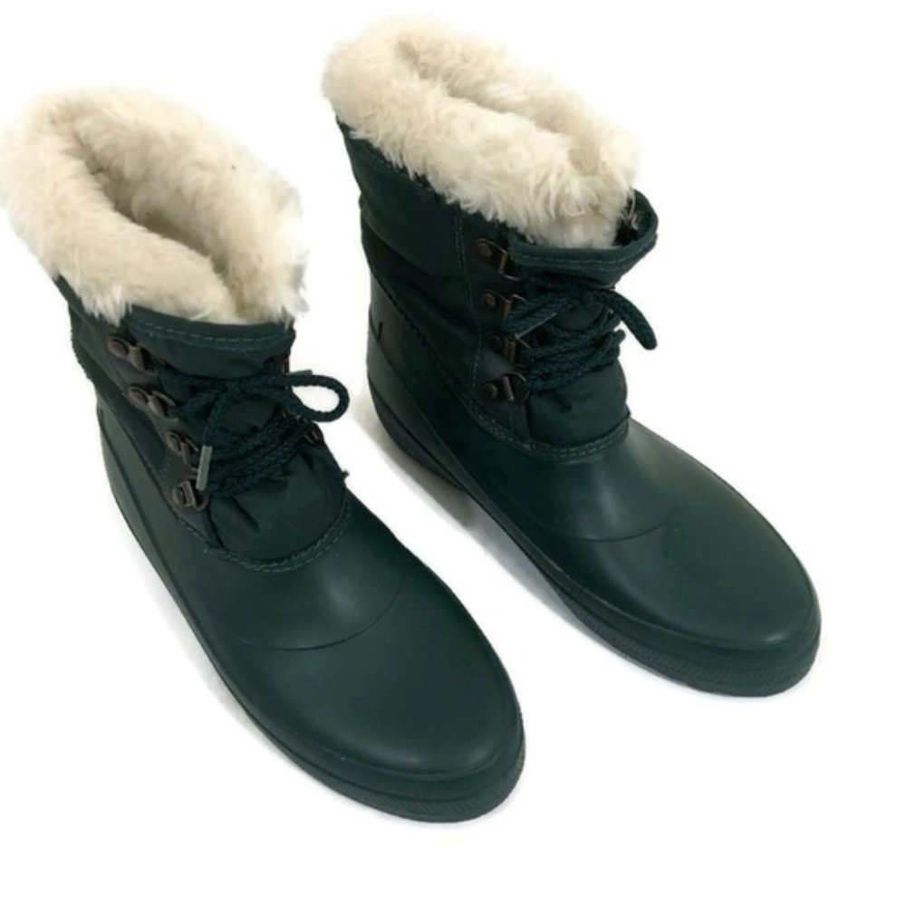 Sorel Mucker Boots Fur Lined Lace Up Rain Boots